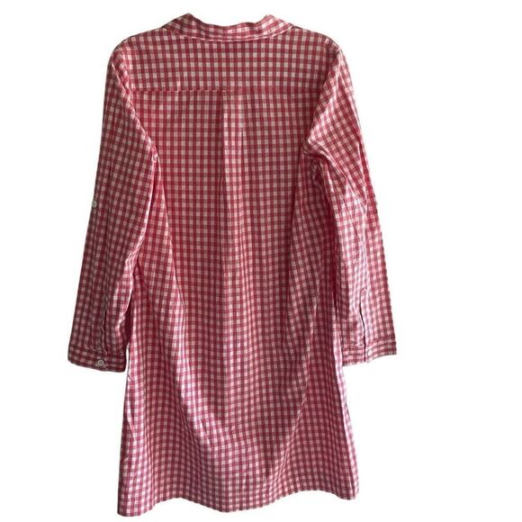 Chadwick’s Of Boston Pink Gingham Plaid Shirt Dress Long Sleeve Size 12 Large - Picture 5 of 5